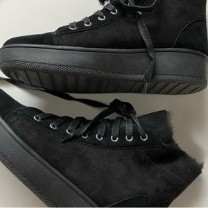 JSlides All Black Suede Lace up Sneakers Size 6